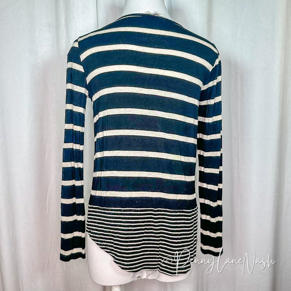 Olive & Oak Long Sleeve Stripe High Low Shirt Top - Picture 6 of 6